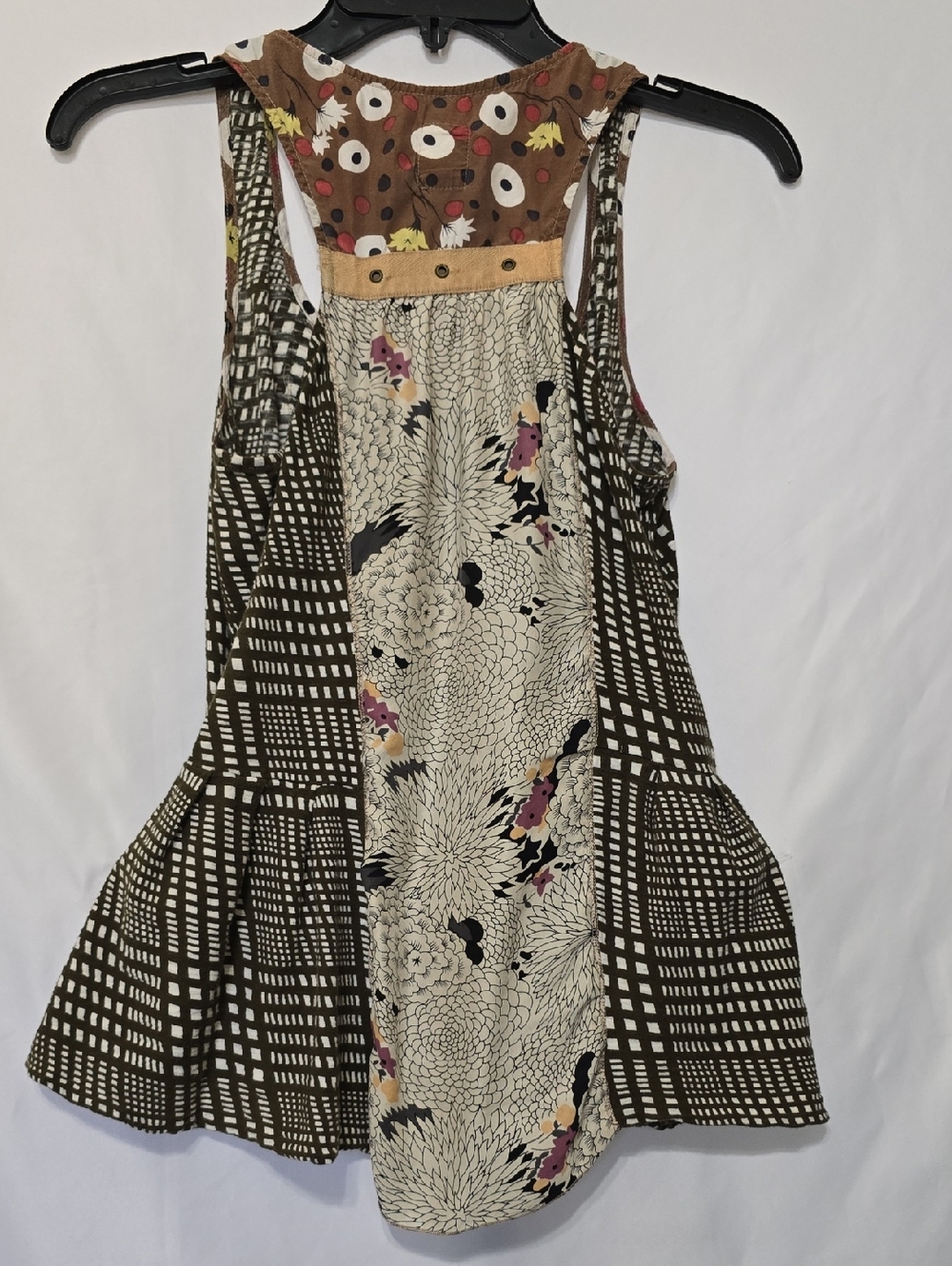 Anthropologie TINY Mixed Print Patchwork Floral Plaid Tank Top Size M Boho - Picture 7 of 7